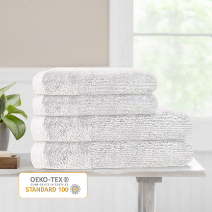 Olivia Rocco 4 Piece Regal Towel Bale Set with 2 Large Bath & 2 Hand Towels Ultra Soft Quick Drying Highly Absorbent 100% Cotton Bathroom Sets, White