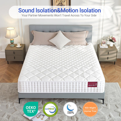 dosleeps Double Mattress 4FT6 | 10" Memory Foam & Pocket Sprung | 9-Zone Orthopedic Support, Breathable Cover