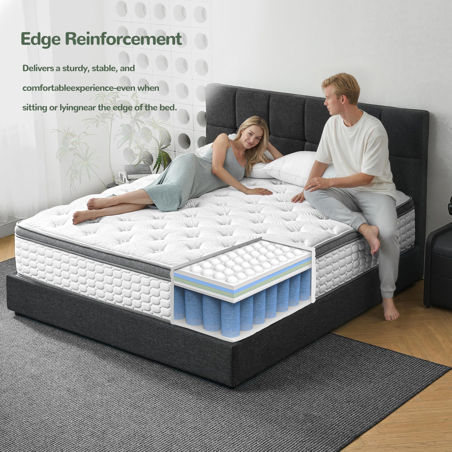 Giovanly 10 Inch Single Size Mattress, Hybrid Mattress in a box Gel Memory Foam, Pocket Springs