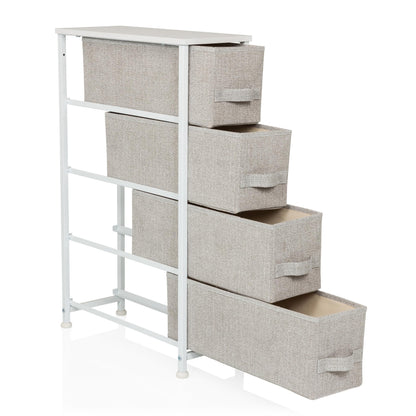 hjh LIVING Chest of drawers with 4 fabric drawers FOLDRESS S 20x48x76 cm Chest of drawers organizer, height-adjustable foot glides, metal frame, grey