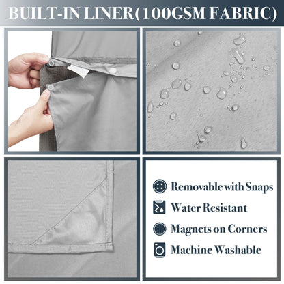 Stall Waffle Shower Curtain with Snap-in Fabric Liner & Hooks Set - 54" x 78" Shower Stall Size, Hotel Style & Mesh Top Window, Machine Washable