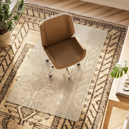 Koonmi Tempered Glass Chair Mat, 116 x 90 cm, Textured