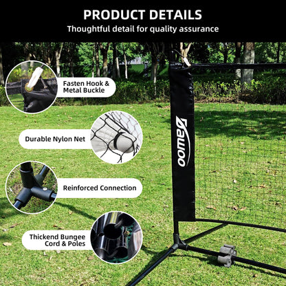 DAWOO Portable Sports Net Set - For Tennis, Soccer, Pickleball, Kids Volleyball, Badminton - Easy Setup Nylon Net with Poles (3M)