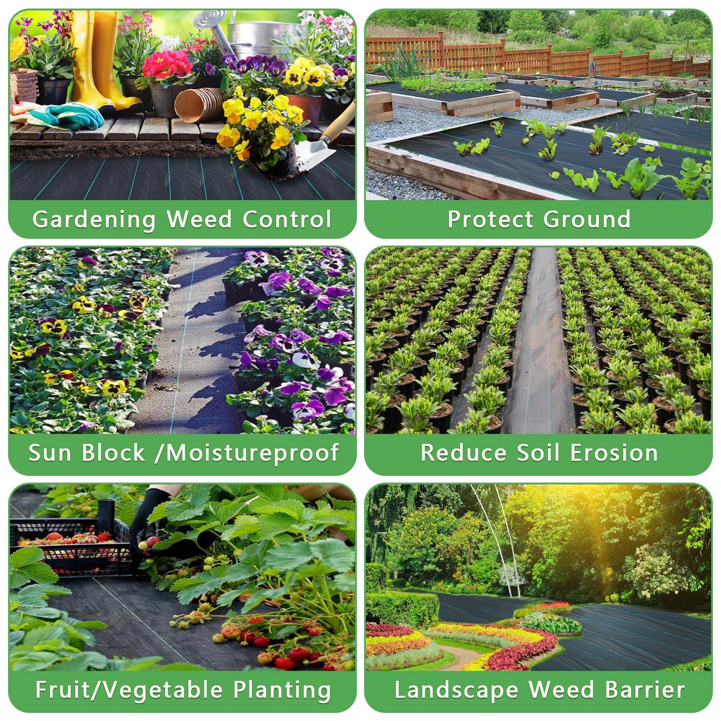 MLZPU 2m x 25m Heavy Duty Weed Control Membrane Garden Weed Barrier Fabric for Landscaping Driveway Gravel Artificial Grass Lawn Underlay Gadern