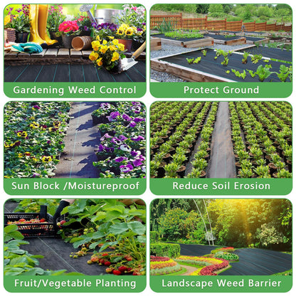 MLZPU 2m x 25m Heavy Duty Weed Control Membrane Garden Weed Barrier Fabric for Landscaping Driveway Gravel Artificial Grass Lawn Underlay Gadern