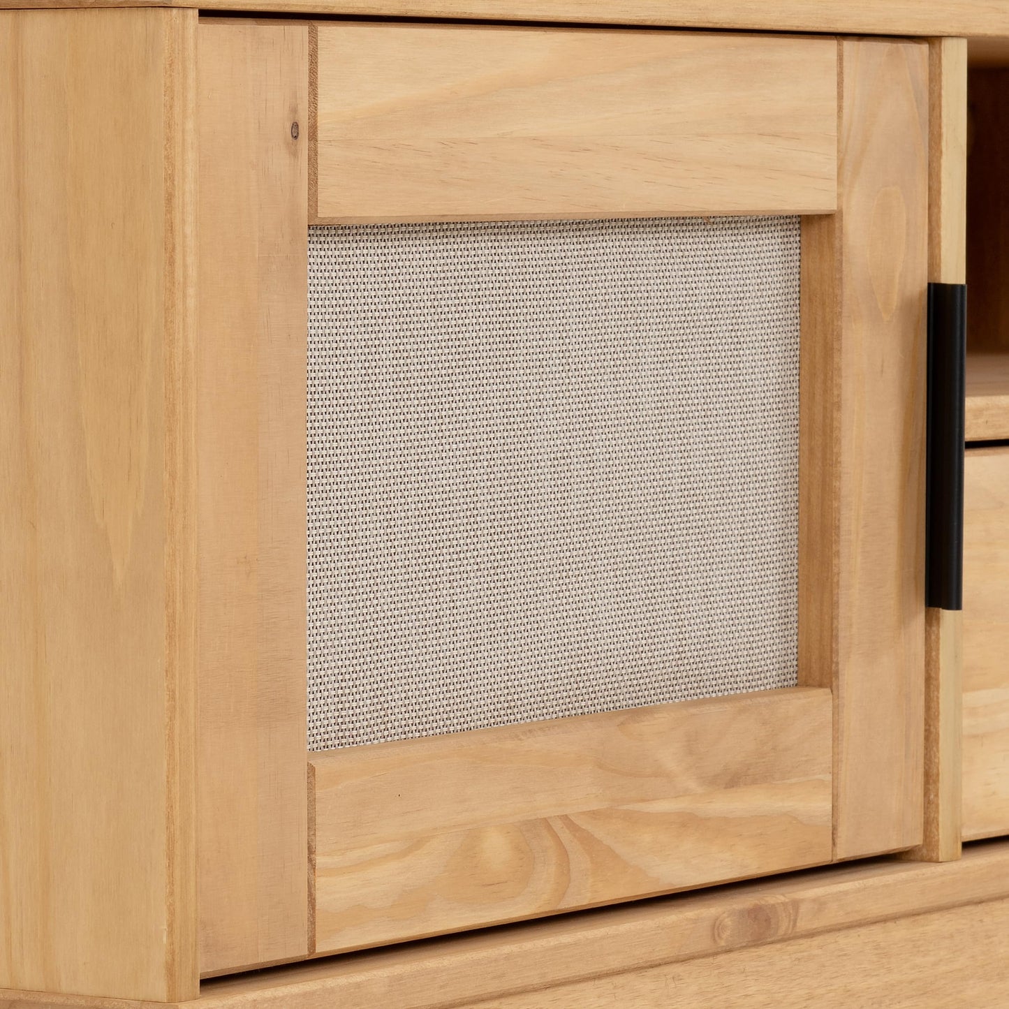 Seconique Corona Rattan 1 Door 1 Drawer TV Unit in Distressed Wax Pine