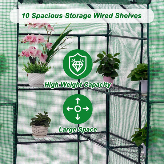 D4P Display4top Greenhouse Portable Outdoor Small Green Houses with PE Cover,143 x 143 x 195 cm