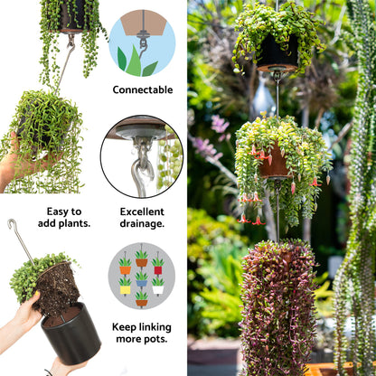 SkyPots ? Two Pack, Pot Hanger Kits + Accessories - Hang and Connect Your Clay Pots, Stainless Steel - Indoor/Outdoor - Connectable Hanging Planter