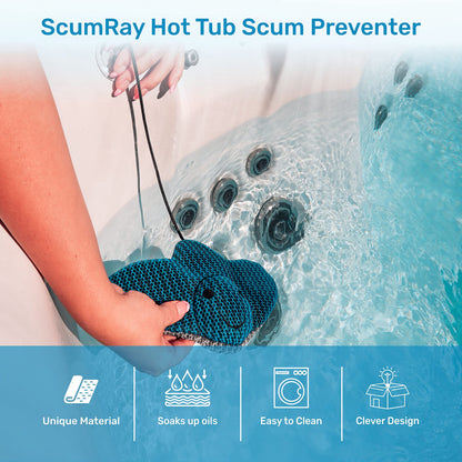 ScumRay Twin Pack Hot Tub Scum Absorber - Reusable Spa & Pool Cleaner, Keeps Water Clear, Essential Hot Tub Accessories for Adults, Hot Tub Sponge for