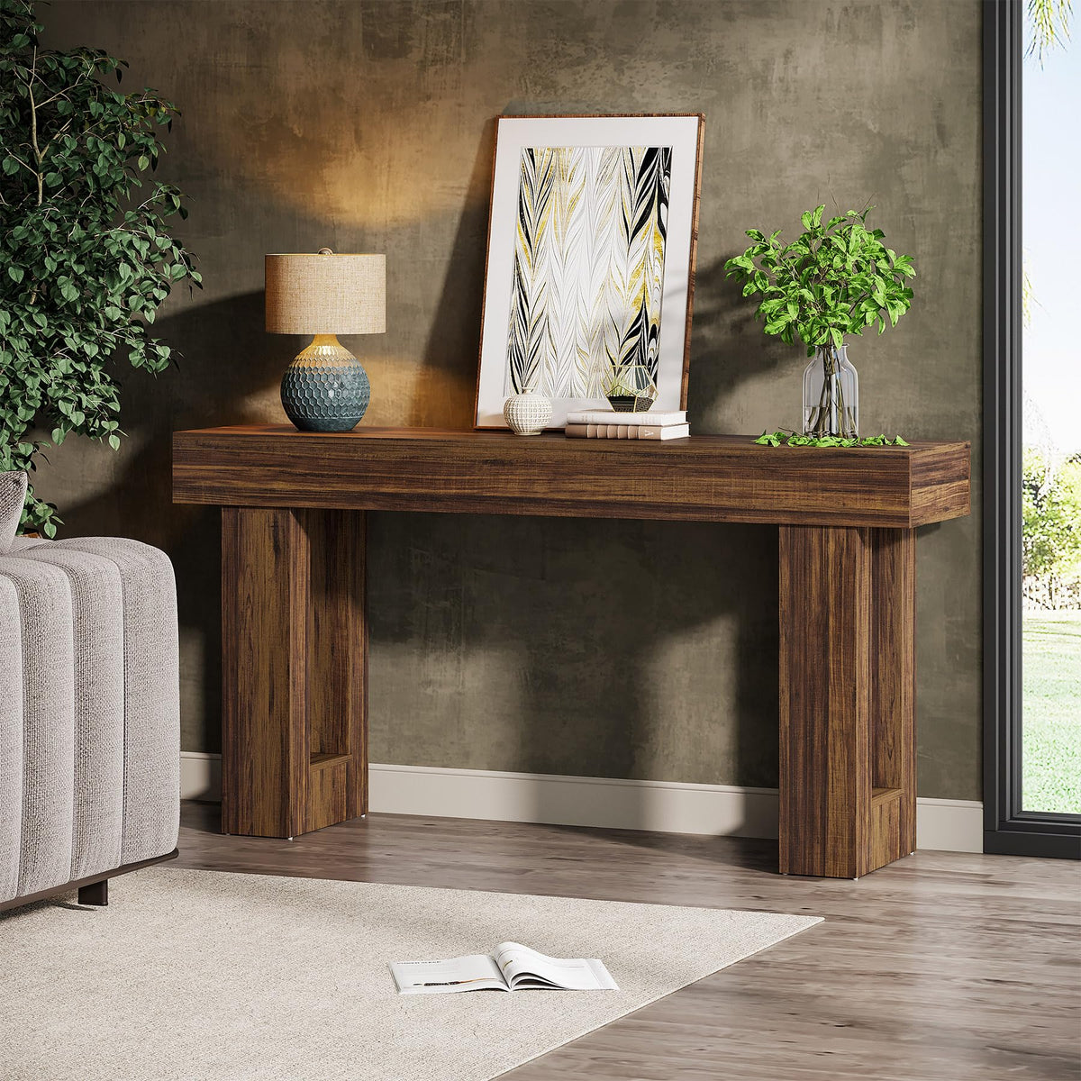 Tribesigns 160 cm Long Console Table, Wooden Rectangular slim Console Table Behind Sofa, Farmhouse Entryway Table for Entrance, Hallway, Living Room
