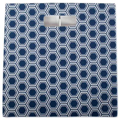 DII Hard Sided Collapsible Fabric Storage Container for Nursery, Offices, & Home Organization, (13x13x13) - Honeycomb Nautical Blue