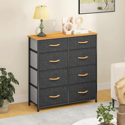 DWVO Chest of Drawers,Fabric Chest of Drawers Bedroom Cabinet with 8 Drawers,Dresser for Bedroom,Living Room With Handles,Wood Top and Sturdy Steel