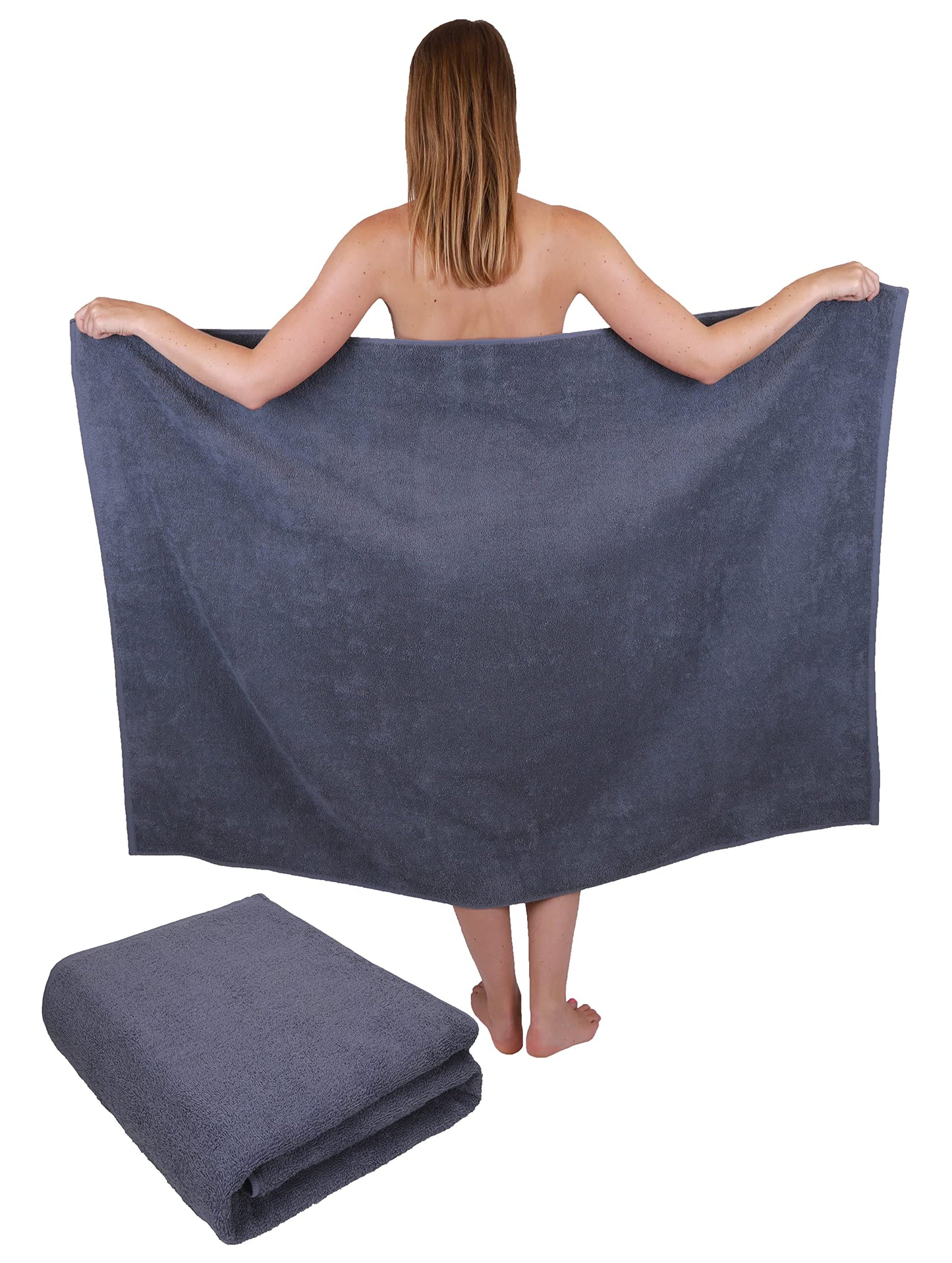 Betz 2 pieces maxi shower towels XXL bath towel size 100x150cm BERLIN Color dark grey - BERLIN