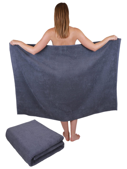 Betz 2 pieces maxi shower towels XXL bath towel size 100x150cm BERLIN Color dark grey - BERLIN