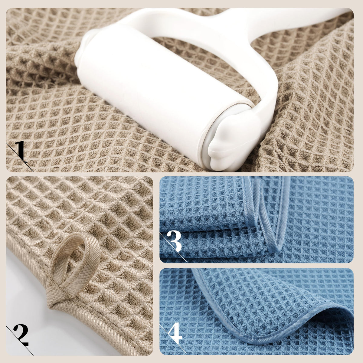 POLYTE 430 GSM Microfibre Quick Dry Waffle Bath Towel, 76.2x152.4 cm