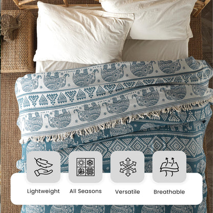 Milam London Boho Throw Blanket | Bohemian Throws For King Size Beds | Reversible Bohemian Bedding | Sofa Throw Large 3 Seater | King Size Bedspread