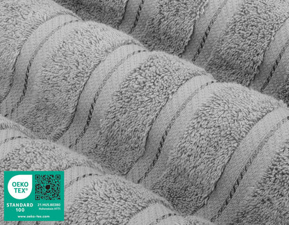 American Soft Linen Luxury 6 Piece Towel Set, 2 Bath Towels 2 Hand Towels 2 Washcloths, 100% Turkish Cotton Towels for Bathroom, Light Grey Towel Sets