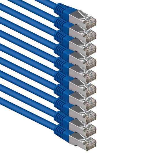 1aTTack.de 1 m blue - pack of 10 Cat.6 patch cable network cable CAT6 S-FTP Gigabit Lan PIMF CAT 6 copper CU halogen-free Internet DSL game console
