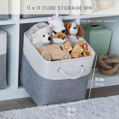 OrganiHaus Fabric Storage Boxes, Set of 3 Foldable 28x28 Cube Organiser Bins with Rope Handles for Shelves, Nursery & Closet