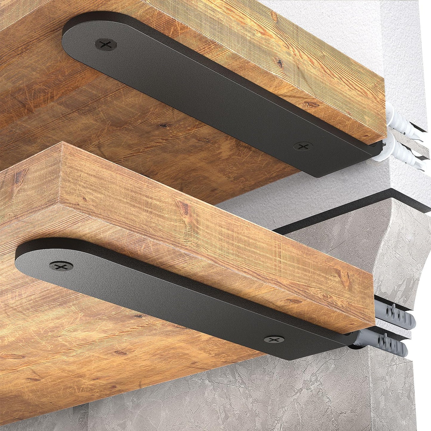 WELDUN 4 Pack Floating Shelf Brackets 20 cm, Heavy Duty Metal L Brackets for Shelves Support Wall Hanging, Black