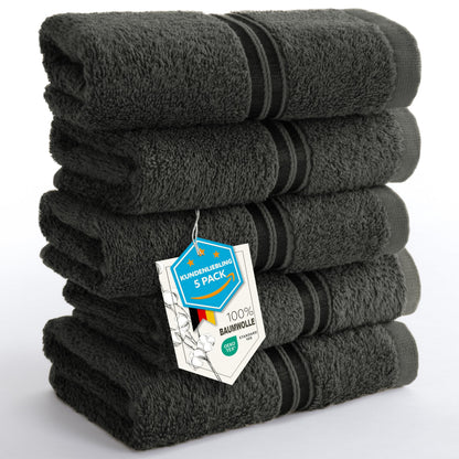Hammetex Guest Towels Set of 5 30 x 50 cm 100% Cotton Terry Cloth