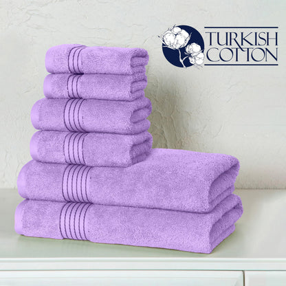 Elegant Comfort Premium Cotton 6-Piece Towel Set, Includes 2 Washcloths, 2 Hand Towels and 2 Bath Towels, 100% Turkish Cotton