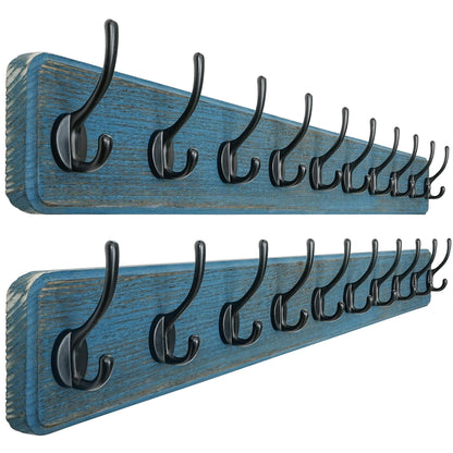 Dseap Coat Rack Wall: 97cm Long, Patented, Heavy-Duty, 10-Double-Hooks Wooden Wall Mounted Coat Rack Coat Hanger Hook Rail for Winter Coats Hat