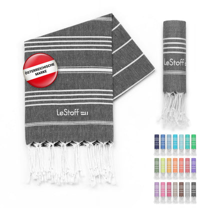 LeStoff 5 Hammam Towels/Guest Towels, Organic Cotton, 50x100, Anthracite
