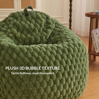 XeGe 3D Bubble Fluffy Faux Rabbit Fur Bean Bag Cover(No Filler), Sage Green