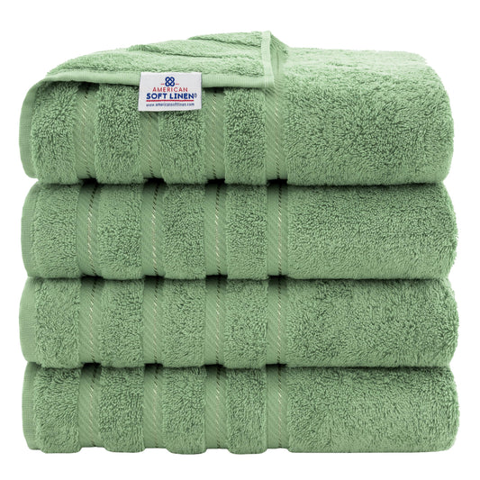 American Soft Linen, 4 Piece Bath Towel Set, 100% Turkish Cotton 27 in 54 in Bath Towels for Bathroom, Soft Absorbent Bath Towels Extra Large, Hotel