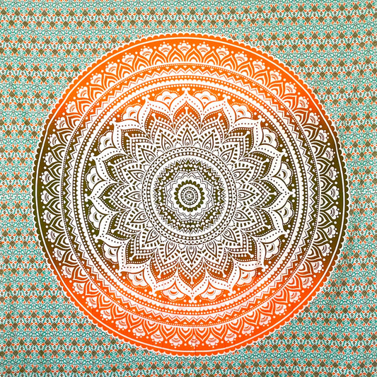 MOMOMUS Sandfree Extra Large Beach Towels for Adults - Mandala Style, Lightweight and Familiar - Sandproof Beach Blanket - Orange and Green, 210 x 230