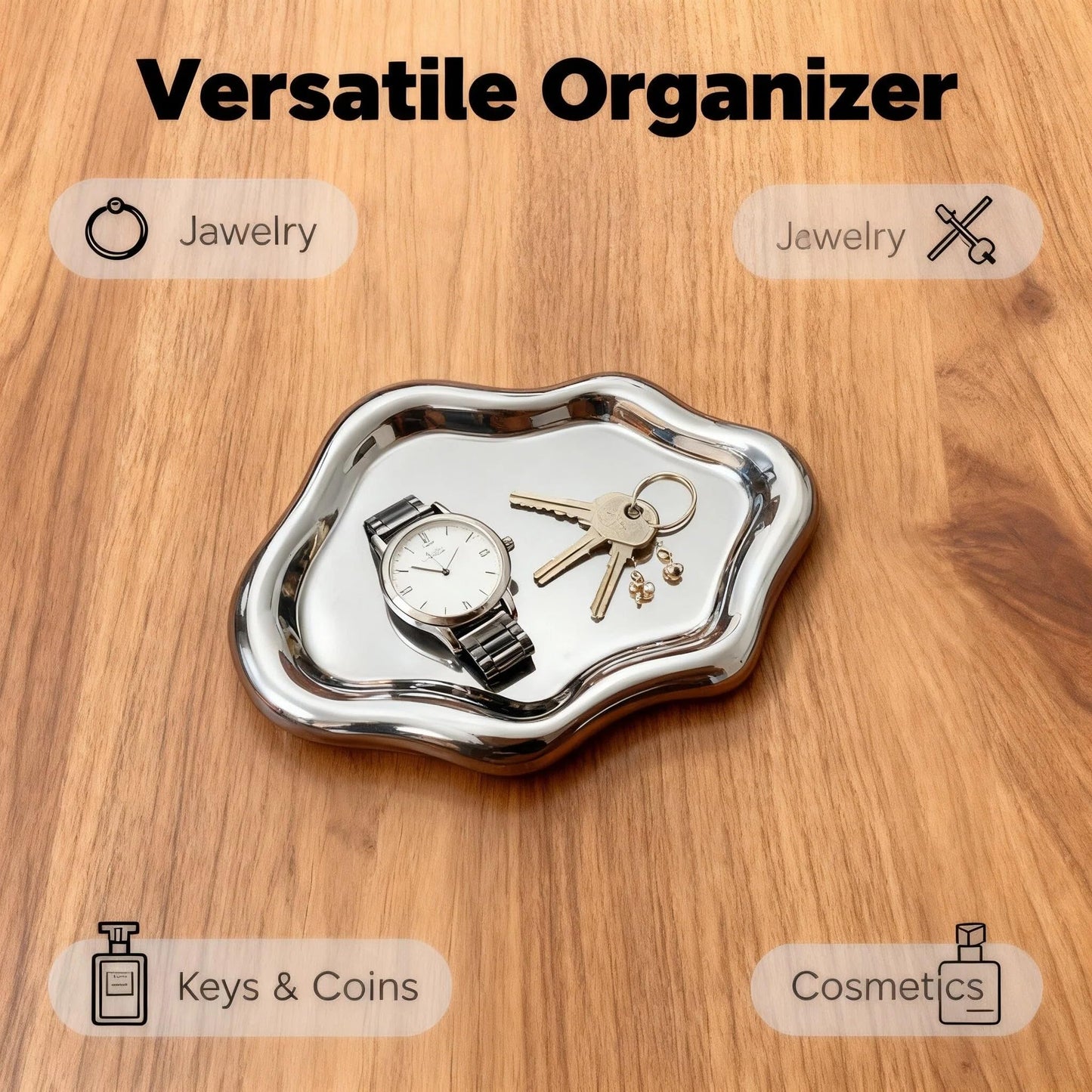 Personalised Trinket Dish Synthetic Metal Look Jewellery Dish Cloud Shaped Decorative Trinket Tray Storage Holder for Rings Watch Keys and Small