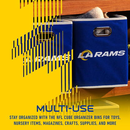 Franklin Sports NFL Los Angeles Rams Collapsible Storage Bin NFL Folding Cube Storage Container Fits Bin Organizers Fabric NFL Team Storage Cubes One