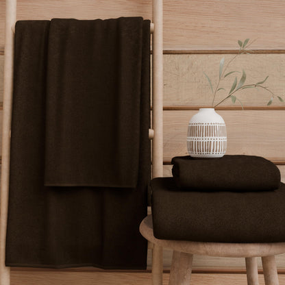 PETTI Artigiani Italiani - 100% Cotton Terry Bath Towels, 3+3 Towel Set, 6 Pieces, 3 Face Towels and 3 Hand Towels, Brown Towels