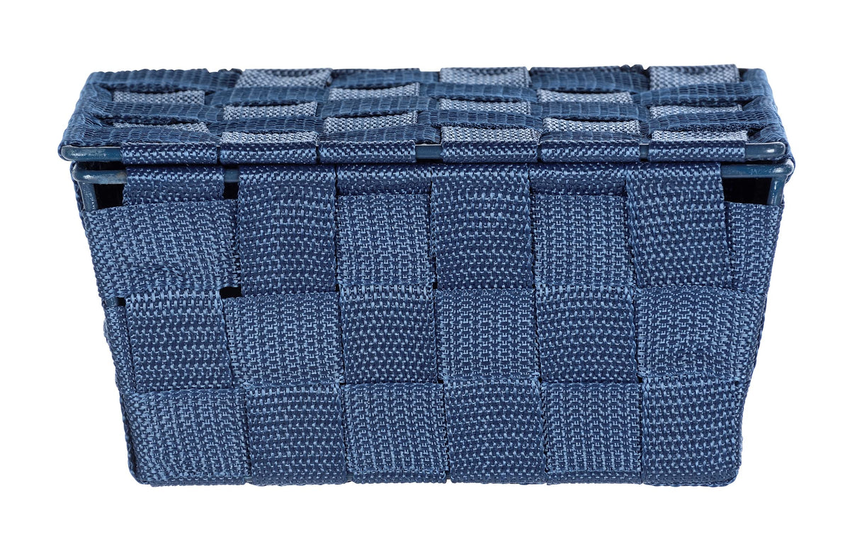 WENKO Adria Storage Basket with Lid Dark Blue Polypropylene 19 x 10 x 14 cm Dark Blue