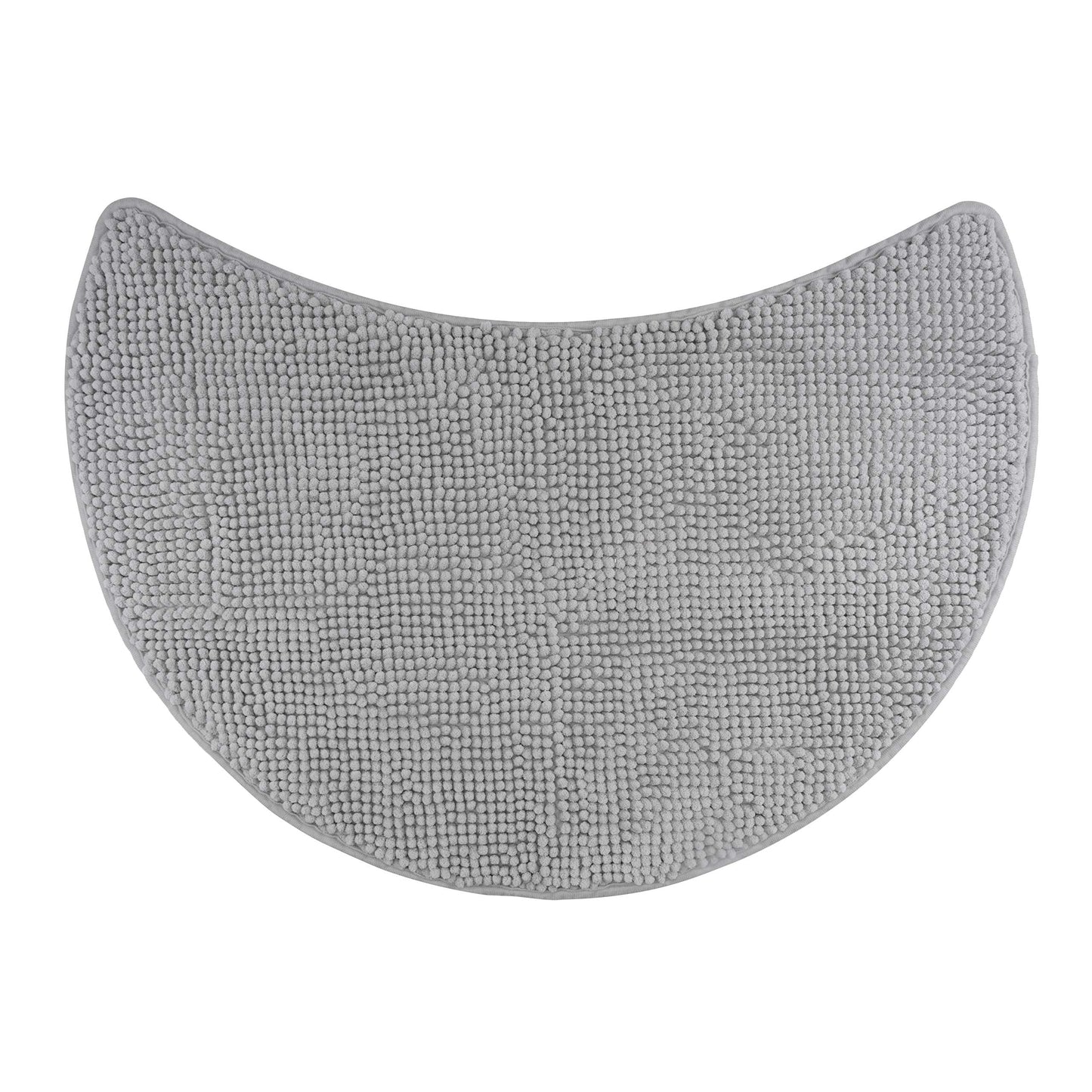 fluffy? Bath Mat for round Showers, made of Chenille, with Non-Slip Bottom (Crescent | Shower Radius 55 cm, Grey)