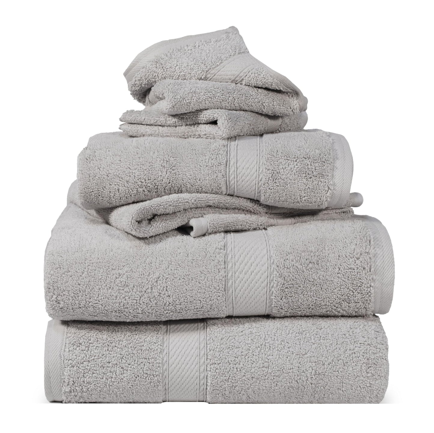 Superior Egyptian Cotton Pile 6 Piece Towel Set, Includes 2 Bath, 2 Hand, 2 Face Towels/Washcloths, Ultra Soft Luxury Towels, Thick Plush Essentials,
