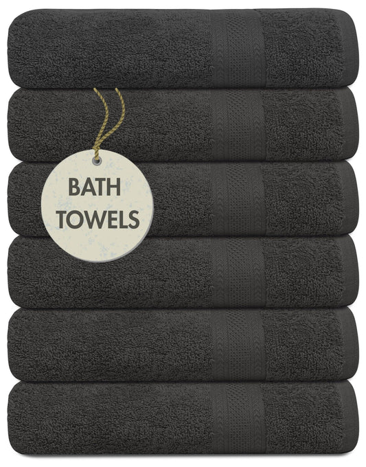 TEXCRAFT Bath Towel Set, Cotton Terry Towels for Bathroom, Quick Dry, Lightweight, Highly Absorbent, Soft Feel, 24 x 48 Pack of 6 for Shower, Pool,