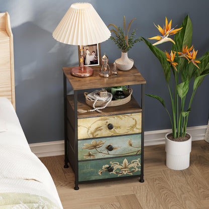 VEDECASA Chest of Drawers with Open Shelf 3 Drawers Dresser for Bedroom Vintage Bedside Table Nightstand Cabinet for Living Room Sofa Couch Closet