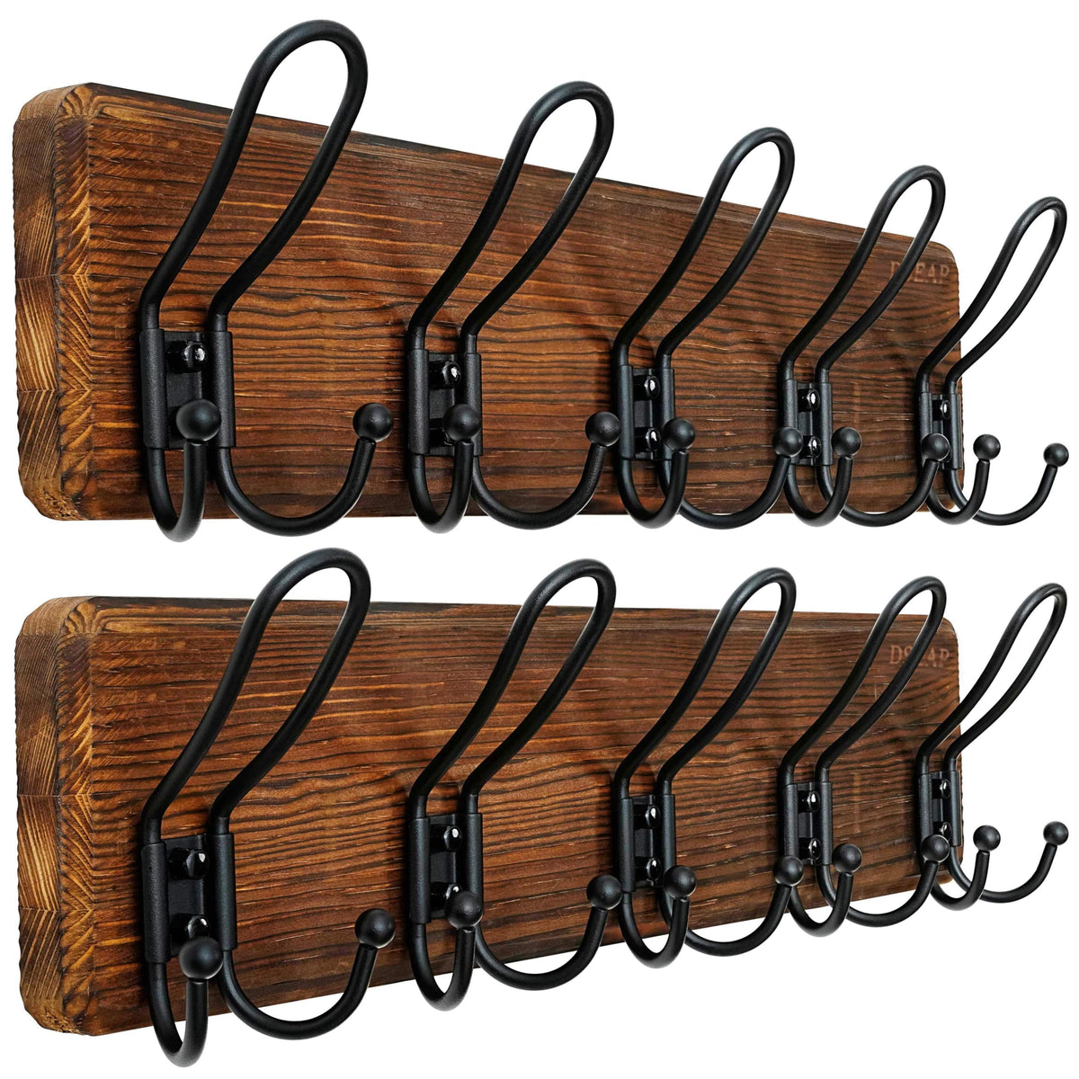 Dseap Coat Rack Wall Mounted - Heavy Duty Farmhouse Rustic Wall Coat Hanger with 5 Wire Hooks for Clothes Hat Jacket Towel, RusticWire, J1-5A