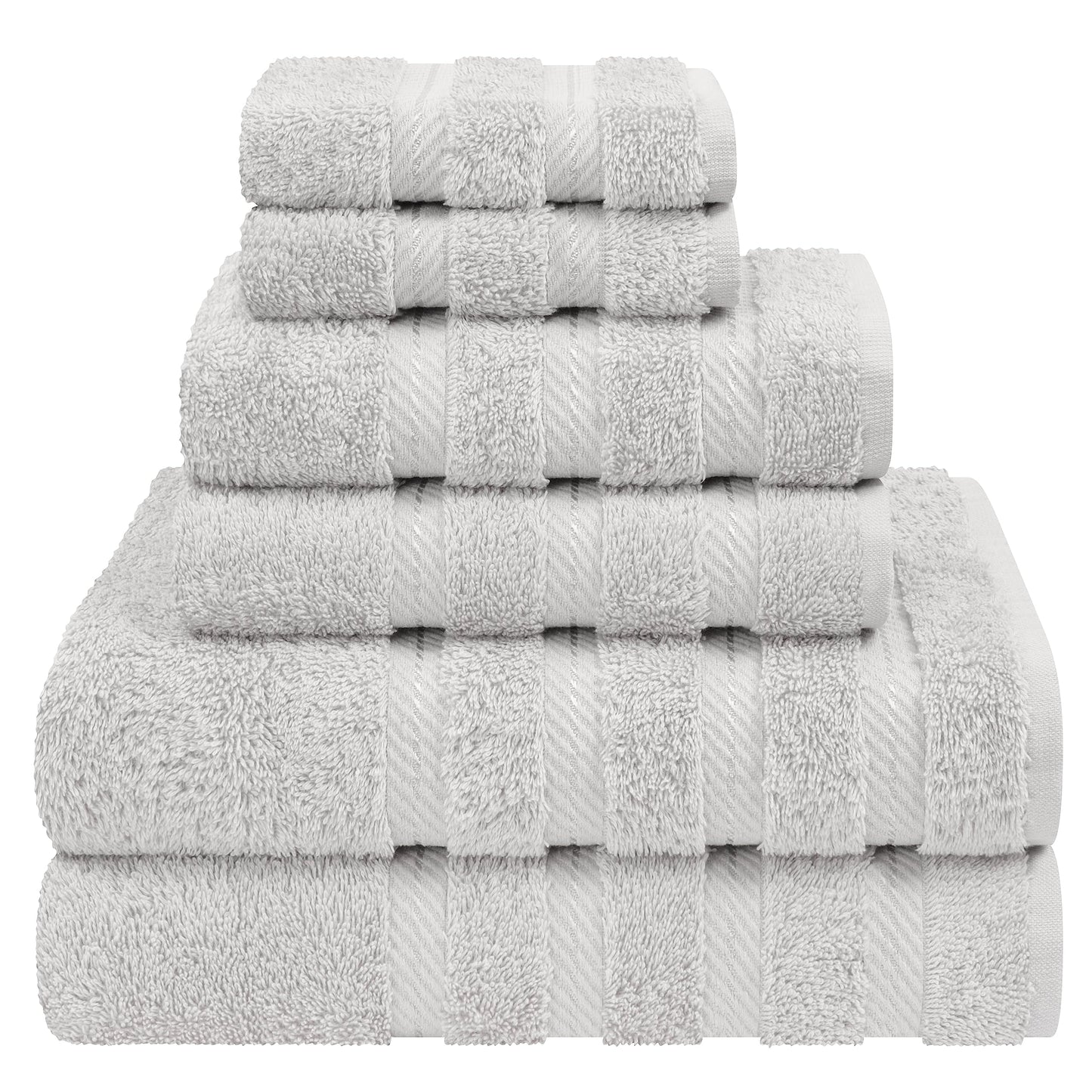 American Soft Linen Luxury 6 Piece Towel Set, 2 Bath Towels 2 Hand Towels 2 Washcloths, 100% Turkish Cotton Towels for Bathroom