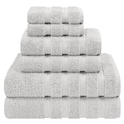 American Soft Linen Luxury 6 Piece Towel Set, 2 Bath Towels 2 Hand Towels 2 Washcloths, 100% Turkish Cotton Towels for Bathroom
