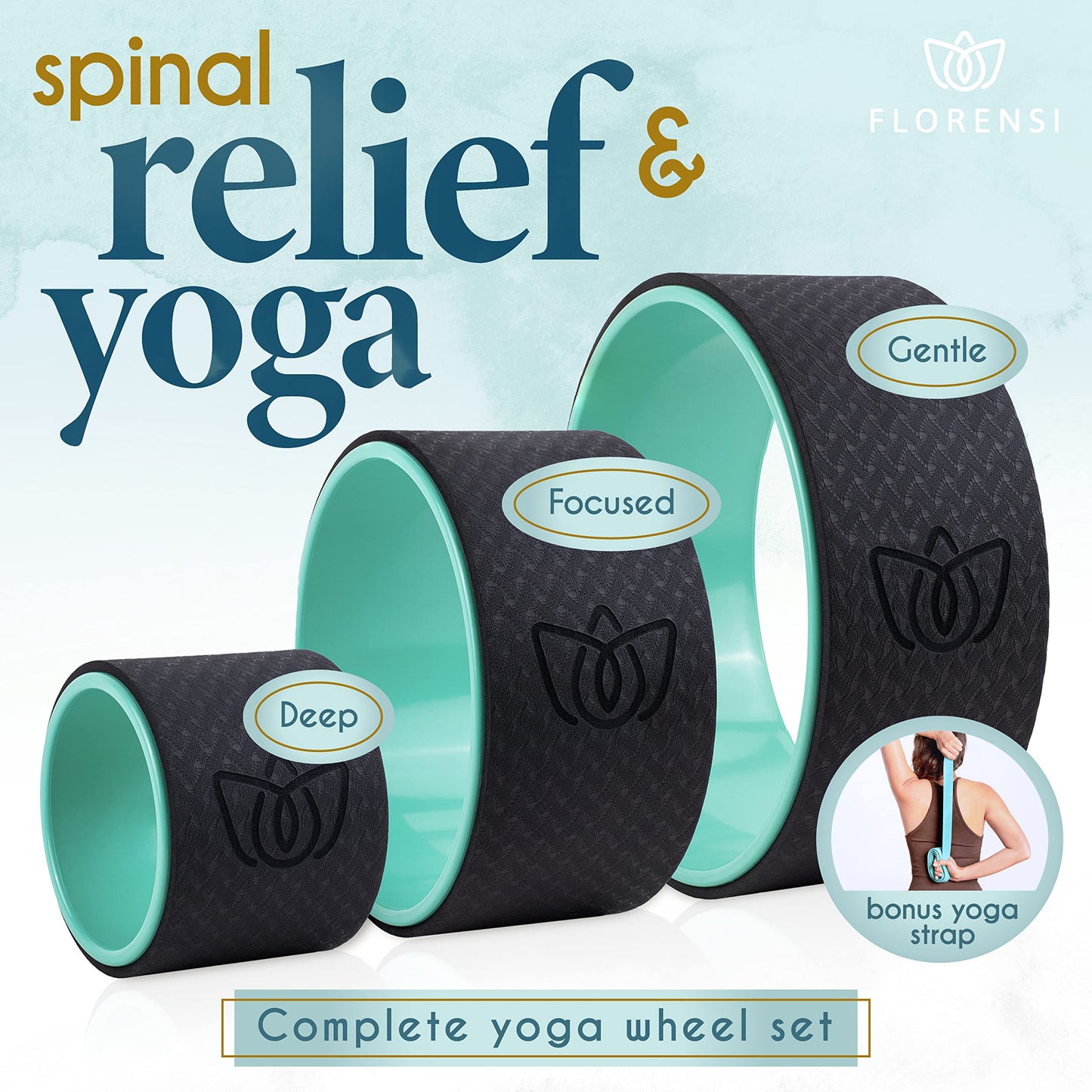 Florensi Back Roller - Back Stretcher, Back Cracker, Popper, Yoga Wheel, Deep Tissue Massager - For Back Pain Relief, Back Cracking, Yoga Stretching,
