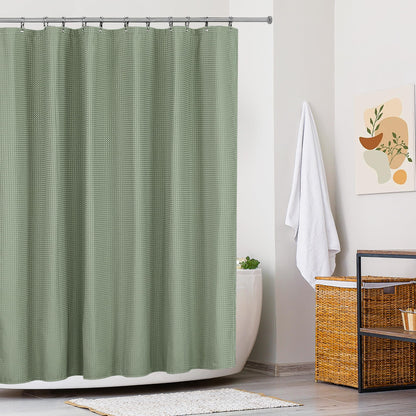 KAIMEIYU Shower Curtain Polyester Bath Curtains Heavy Duty with 12 Metal Hooks Bathroom Curtain Washable Waterproof for Bathtub and Bathroom 180 x