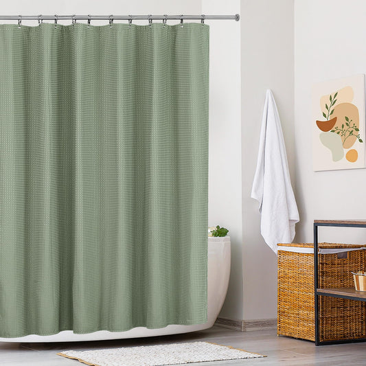 KAIMEIYU Shower Curtain Polyester Bath Curtains Heavy Duty with 12 Metal Hooks Bathroom Curtain Washable Waterproof for Bathtub and Bathroom 180 x