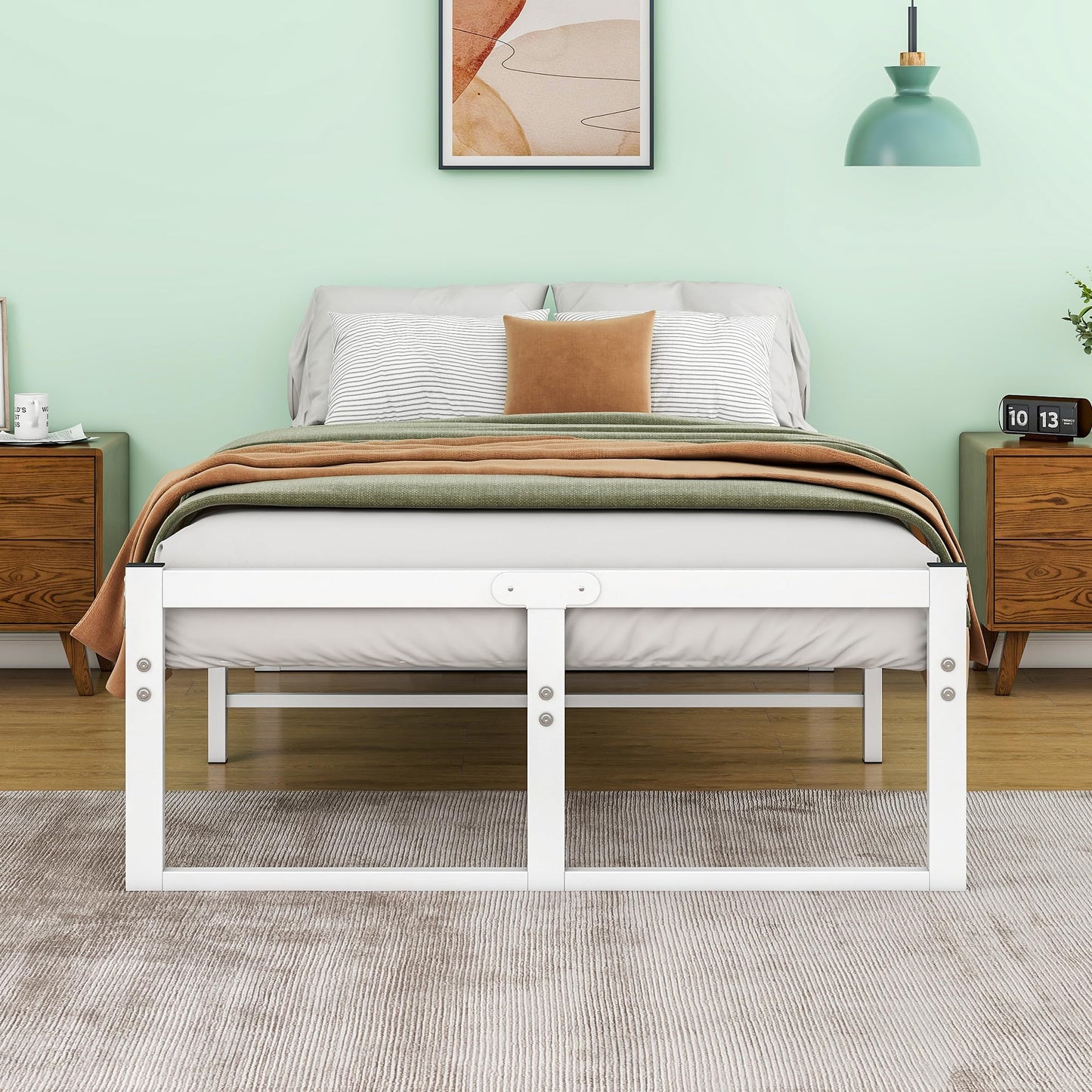 VECOCHO Bed 120 x 200 cm, Double Bed Frame with Metal Slatted Base, 32 cm High Storage Space, Black