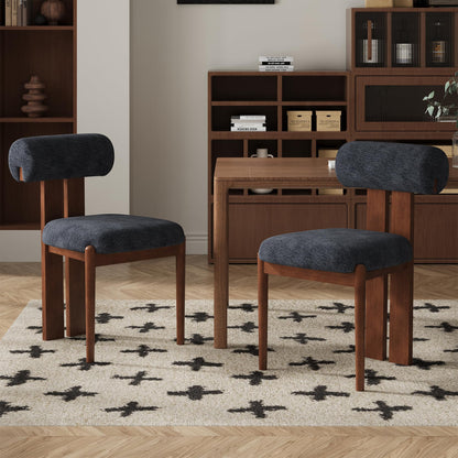 Dining Chairs Set of 2, Dining Room Chairs Upholstered Chenille Fabric, Wooden Kitchen Chairs with Padded Seat & Solid Wood Frame
