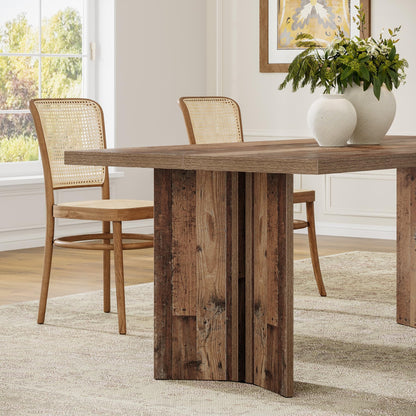 Tribesigns Farmhouse Dining Table for 4 to 6 People, 63-inch Rectangle Wooden Kitchen Table with Large Tabletop and Heavy Duty Legs for Dining