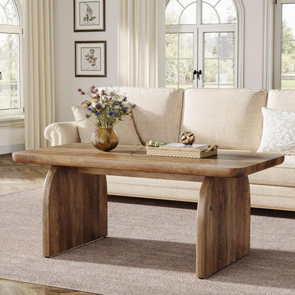 Tribesigns Rectangle Coffee Table, 47-Inch Wood Rectangular Living Room Table, Farmhouse Accent Center Table Low Cocktail Tea Table with Sturdy Base