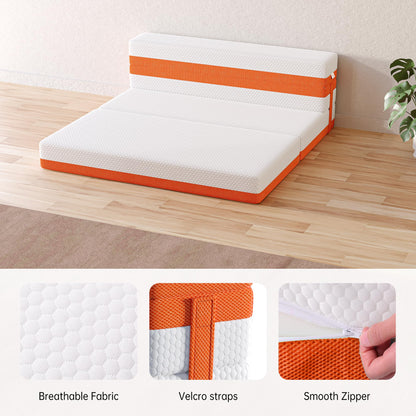 TeQsli Single Foldable Mattress, 10CM Memory Foam Folding Mattress with Removable Washable Cover, for Guest Beds, Camping and Road Trips